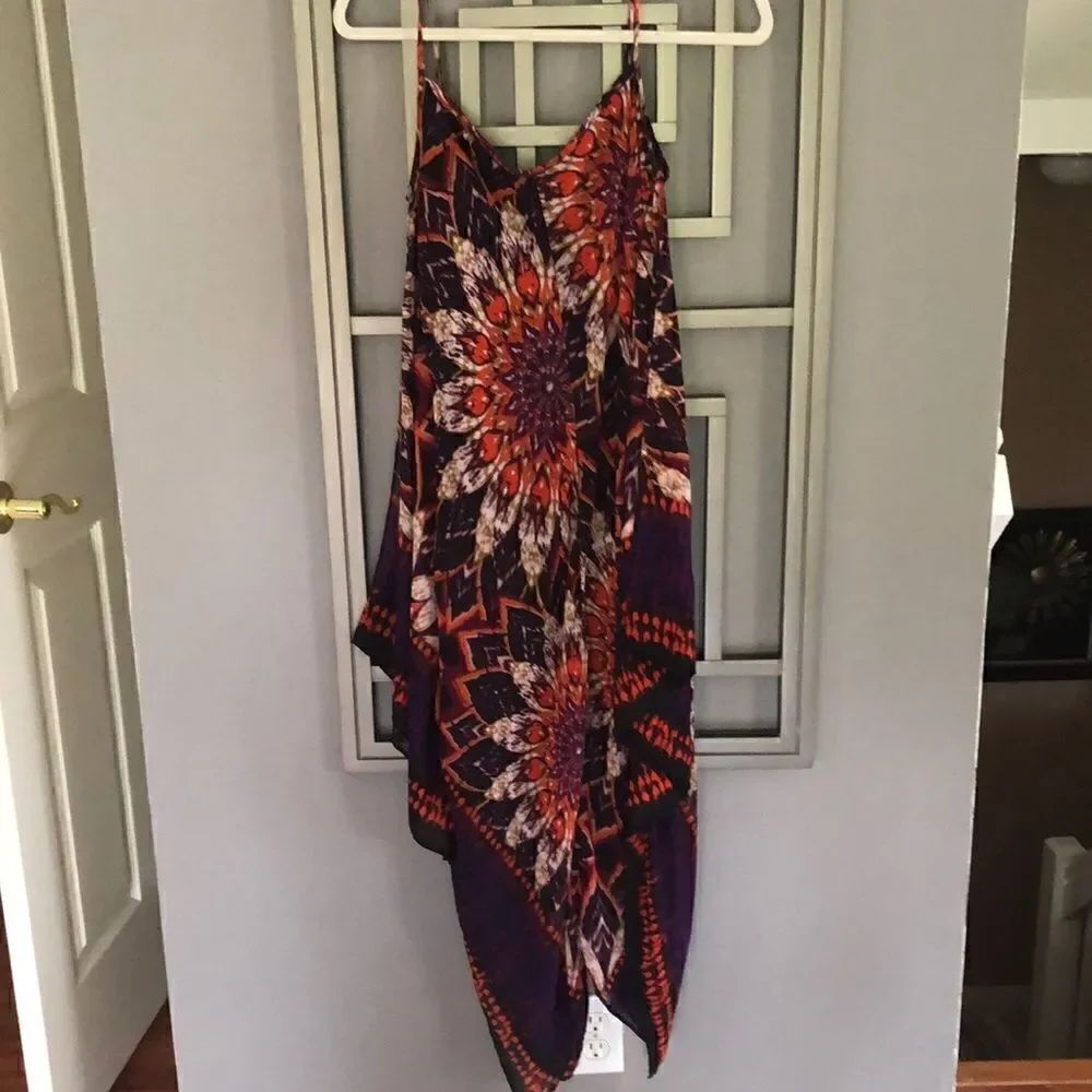 Cato handkerchief bottom spaghetti strap dress/bathing suit cover-up lined. S